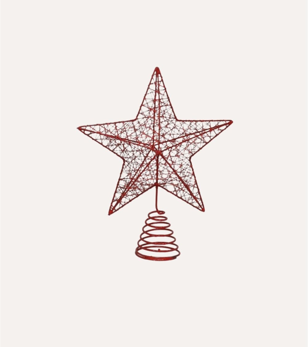 Estrella con Cuerda Metalizada para Punta de Árbol Navideño