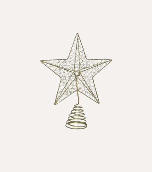 Estrella con Cuerda Metalizada para Punta de Árbol Navideño