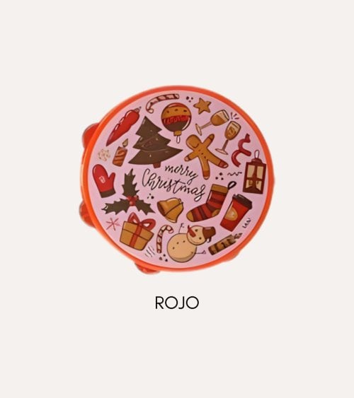 Pandereta Navideña de Plastico y Metal