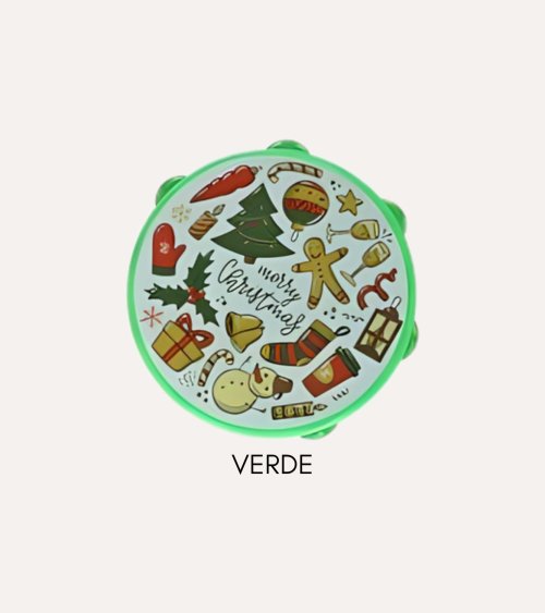 Pandereta Navideña de Plastico y Metal