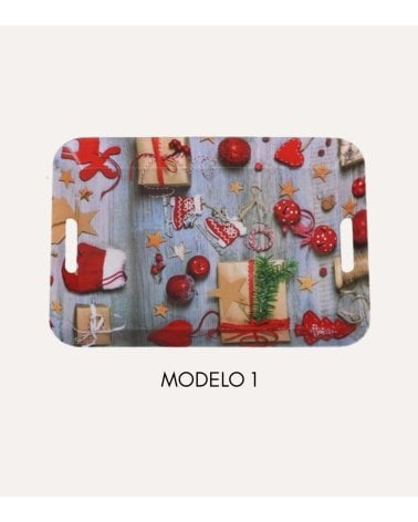 Bandeja de Motivos Navideños con Asas de Plástico