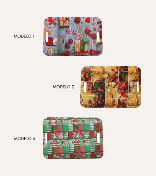 Bandeja de Motivos Navideños con Asas de Plástico Bandeja de Motivos Navideños con Asas de Plástico