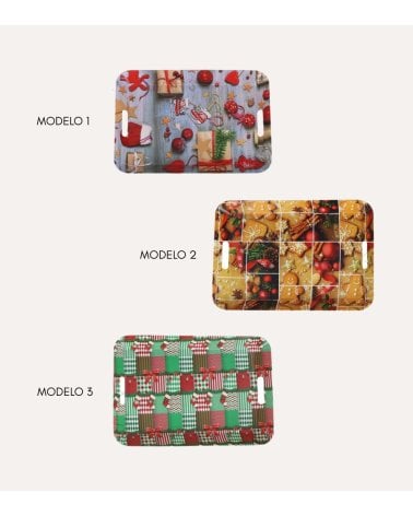 Bandeja de Motivos Navideños con Asas de Plástico