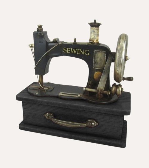 Figura Decorativa Máquina de Coser de Madera y Metal