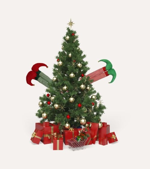 Patas de Elfo con Palo para Árbol Navideño