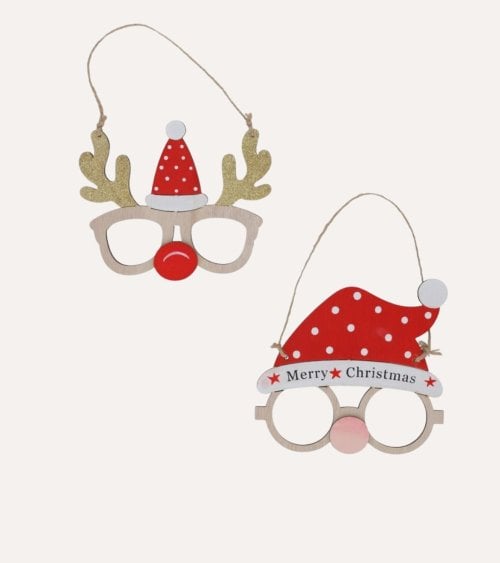 Colgante Navideño Gafas de Madera para Árbol