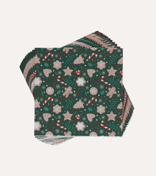 Set de 20 Servilletas de Cookies Navideñas