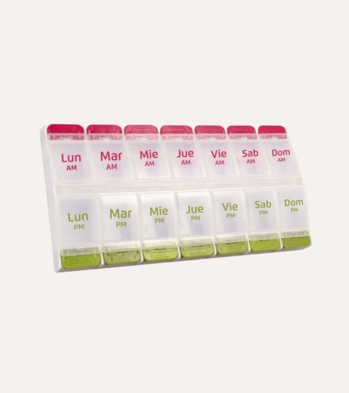 Pastillero Semanal Doble con Abre Fácil de Plástico