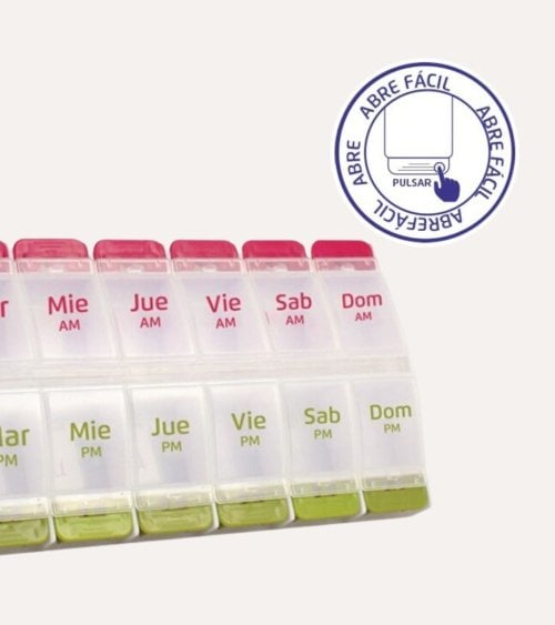Pastillero Semanal Doble con Abre Fácil de Plástico