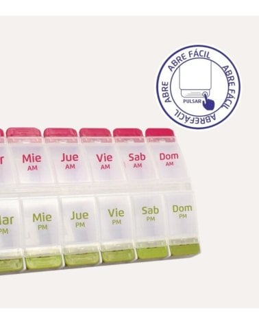 Pastillero Semanal Doble con Abre Fácil de Plástico
