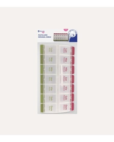 Pastillero Semanal Doble con Abre Fácil de Plástico