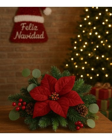 Adorno Flor de Pascua para Decoración Navideña