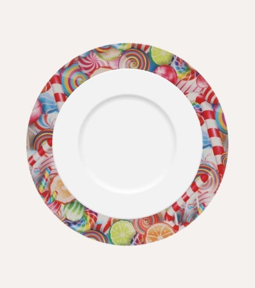 Bajo Plato de Caramelos Navideños de Plástico