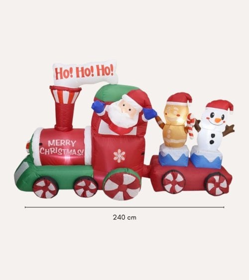 Hinchable Navideño de Tren con Papá Noel y LED