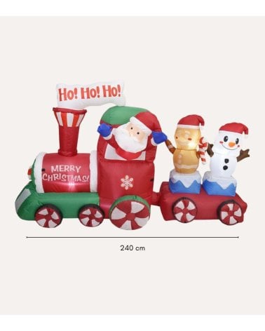 Hinchable Navideño de Tren con Papá Noel y LED