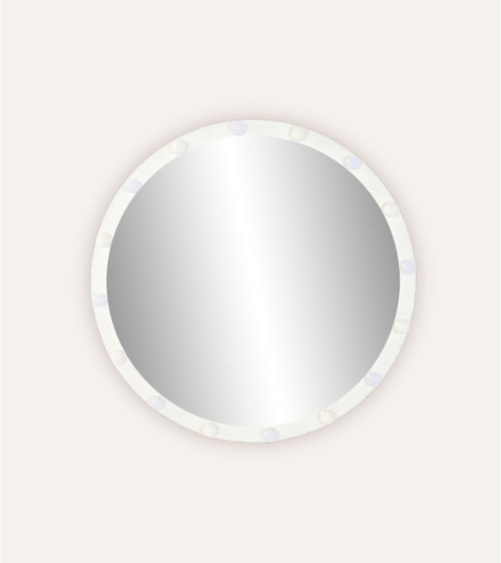 Espejo de Pared Circular con Bombillas LED de Metal