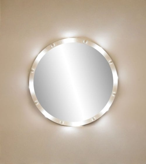Espejo de Pared Circular con Bombillas LED de Metal