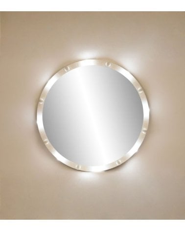 Espejo de Pared Circular con Bombillas LED de Metal