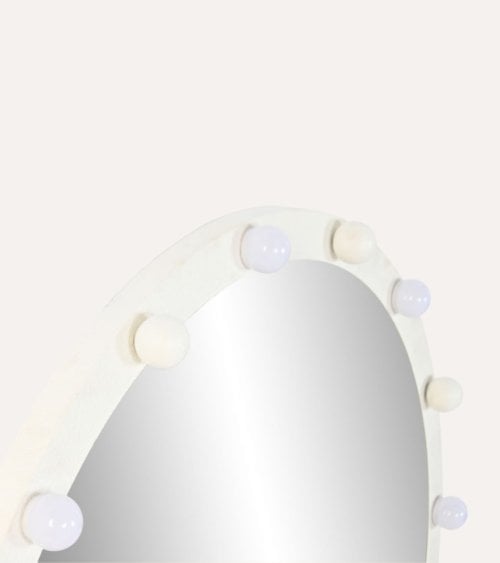 Espejo de Pared Circular con Bombillas LED de Metal