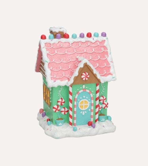 Casa de Caramelo y Jengibre Navideña de Poliresina