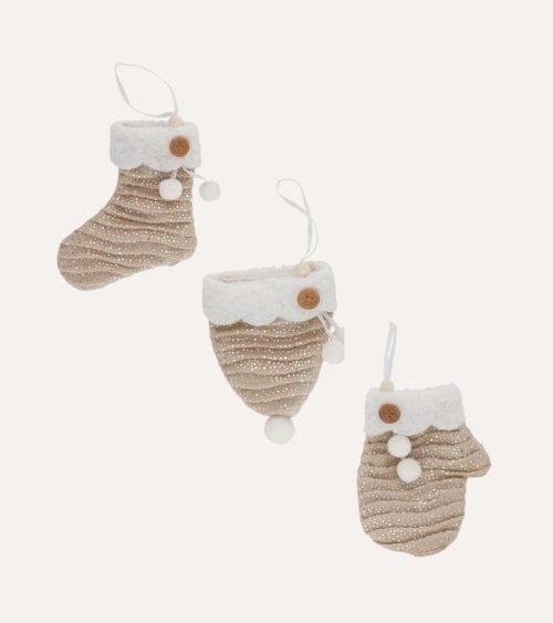 Colgante Guante Gorro o Calcetin Navideño para Árbol