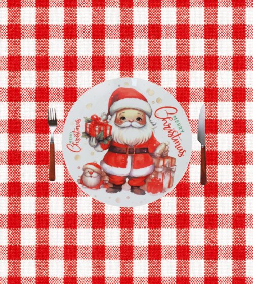 Plato Merry Christmas de Papá Noel de Cerámica
