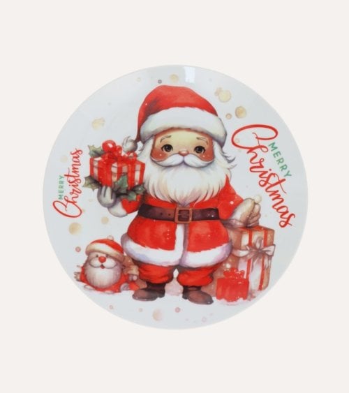 Plato Merry Christmas de Papá Noel de Cerámica