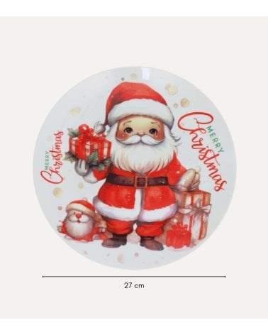 Plato Merry Christmas de Papá Noel de Cerámica