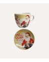 Set de 6 Tazas y Platos de Papá Noel de Cerámica