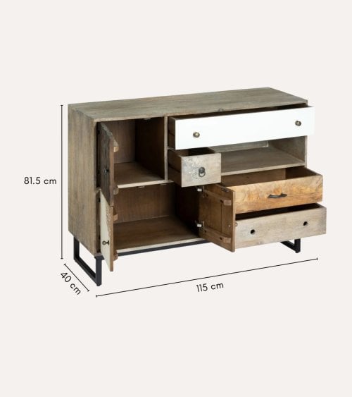 Aparador Koval con 3 Puertas y 4 Cajones de Madera