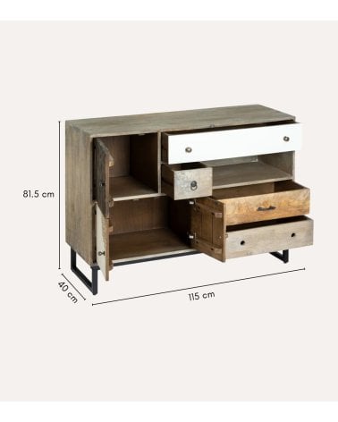 Aparador Koval con 3 Puertas y 4 Cajones de Madera