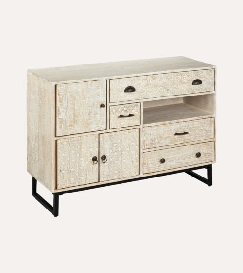 Aparador Ajay con 3 Puertas y 4 Cajones de Madera