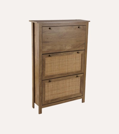 Zapatero con 3 Trampones de Bambú y Madera de Mango