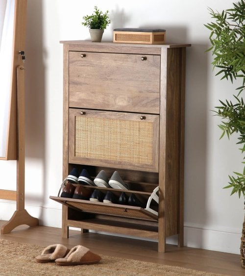 Zapatero con 3 Trampones de Bambú y Madera de Mango