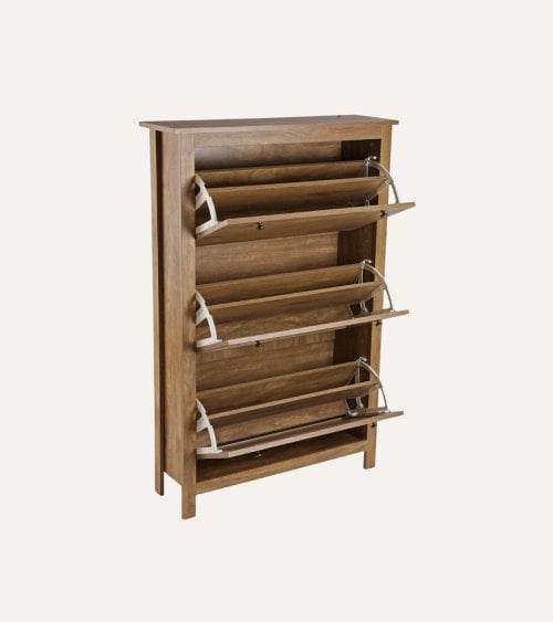 Zapatero con 3 Trampones de Bambú y Madera de Mango