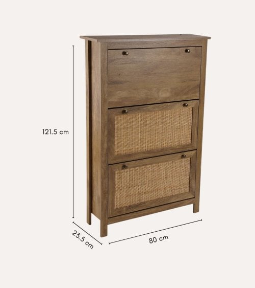 Zapatero con 3 Trampones de Bambú y Madera de Mango