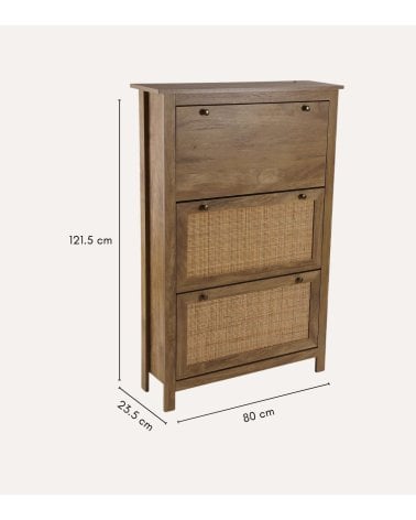 Zapatero con 3 Trampones de Bambú y Madera de Mango