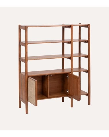 Estantería Apala con 4 Niveles y 2 Puertas de Madera de Acacia