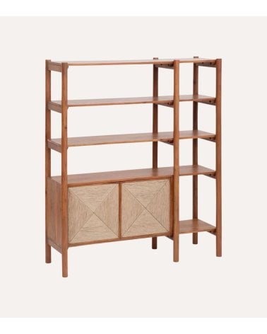 Estantería Apala con 4 Niveles y 2 Puertas de Madera de Acacia