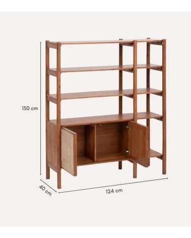 Estantería Apala con 4 Niveles y 2 Puertas de Madera de Acacia