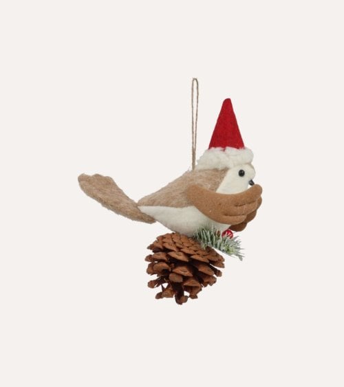 Colgante de Pájaro Navideño con Piña para Árbol