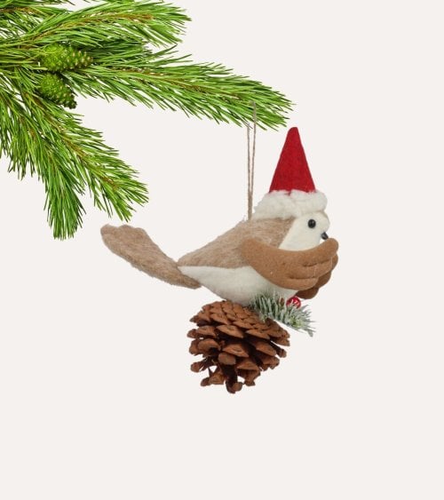Colgante de Pájaro Navideño con Piña para Árbol