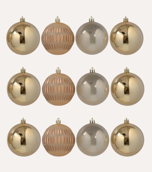 Set de 12 Bolas Metalicas y con Óvalos Decorativos