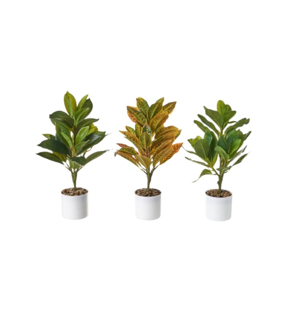 Planta Artificial con Maceta Blanca de Plástico 33 cm-1
