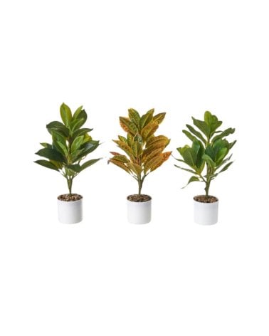 Planta Artificial con Maceta Blanca de Plástico 33 cm-1
