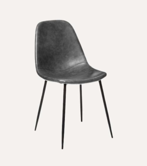 Silla Vladi con Acabado en Piel de Madera y Acero