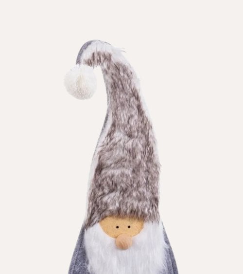 Peana de Gnomo Navideño Peludo de Madera