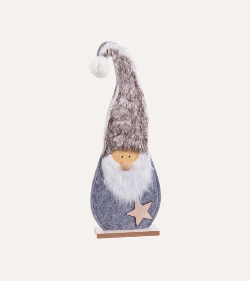 Peana de Gnomo Navideño Peludo de Madera