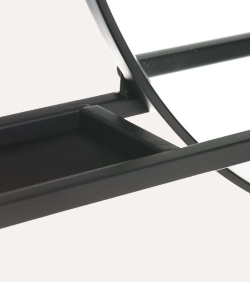 Espejo de Pared Circular con Estante de Metal