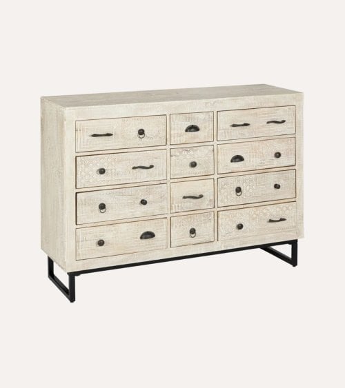 Cómoda Ajay con 12 Cajones de Madera de Mango